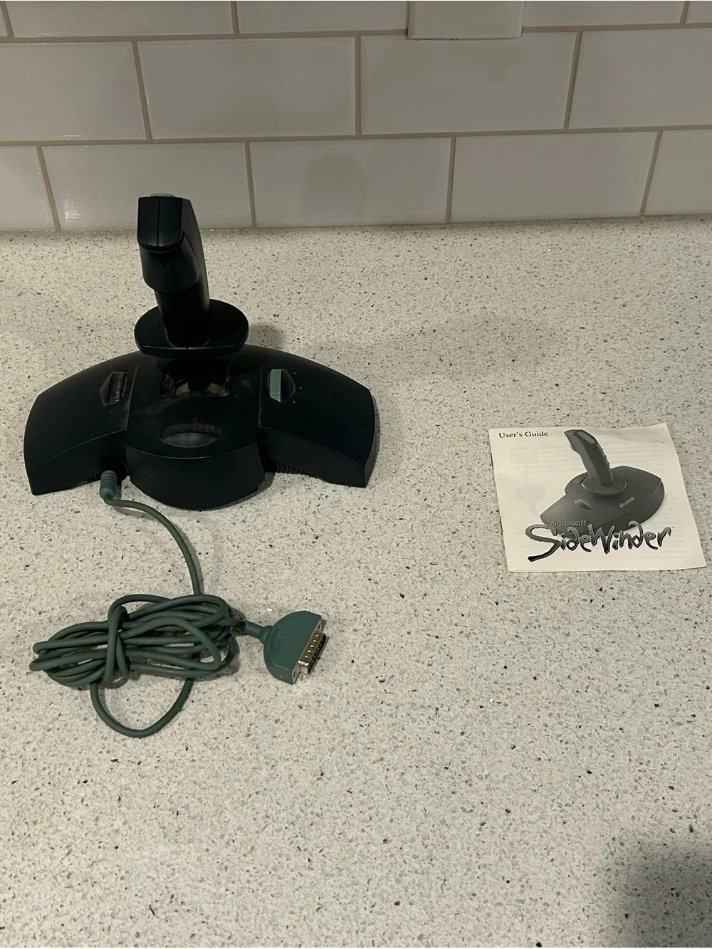 Microsoft SideWinder Joystick in Teal and Black with manual
